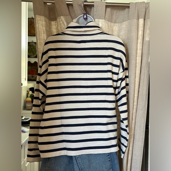 J. Crew Vintage cotton terry turtleneck -navy/white stripe - excellent cond - L - Picture 8 of 10